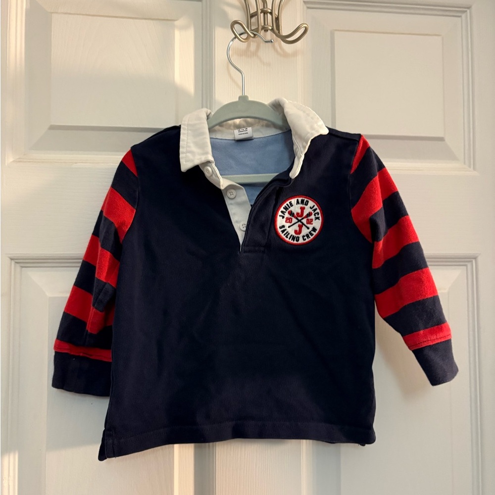 Janie and Jack Navy and Red Kids Rugby Shirt